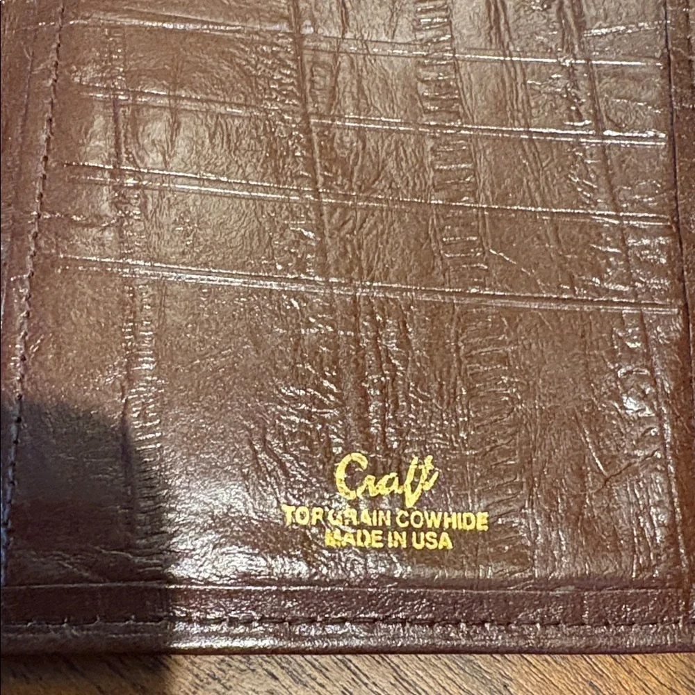 Craft Wallet Top grain cowhide Leather Unisex Eel skin pattern print NWOT